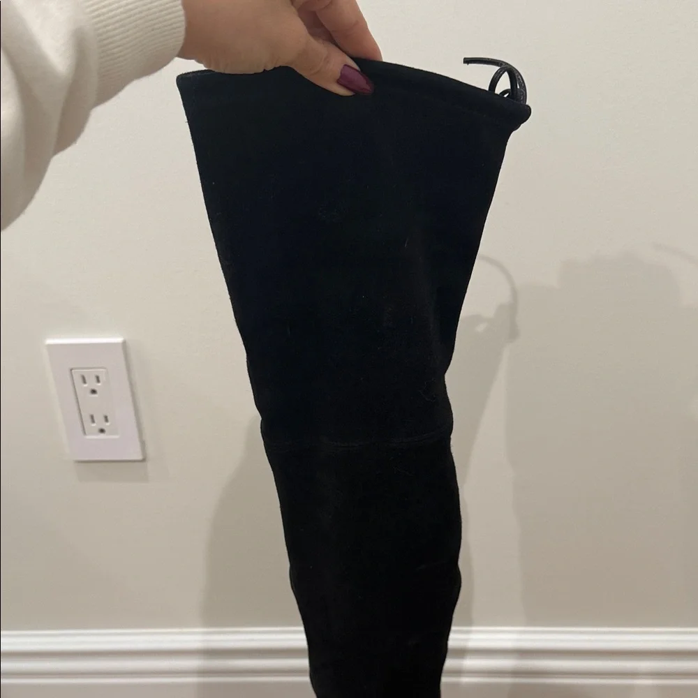 Stuart Weitzman Elegant Black Suede Highland Over-the-Knee Boots